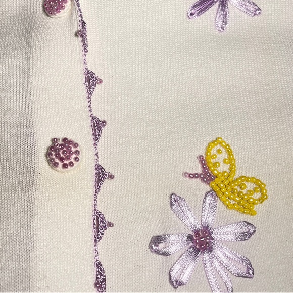 Vintage Storybook Knits Butterflies and Flowers Button Down Cardigan - Picture 8 of 9